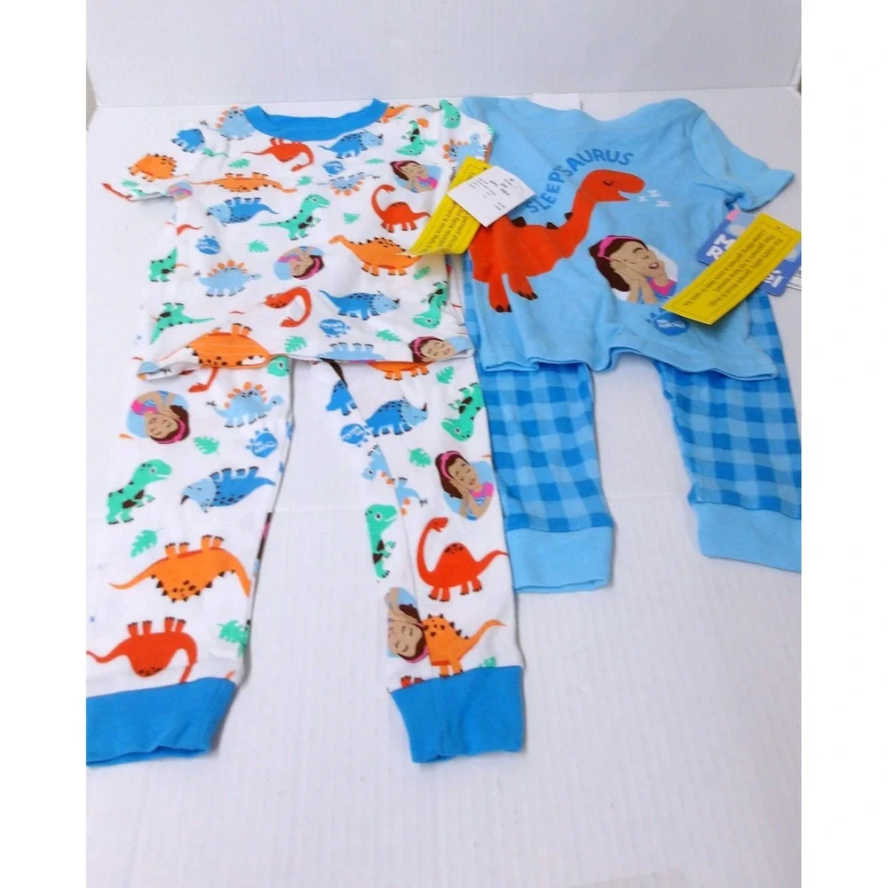Carter's Toddler Boy 4‎ Piece Dinosaur Pajama Set Blue 2T  / #26595